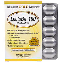 California Gold Nutrition, LactoBif 100 в блистере из двойной фольги, в упаковке 30 капсул