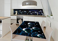 Виниловая наклейка на стол Глянцевые сферы пузыри самоклейка пленка ПВХ 600х1200мм Абстракция Синий