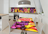 Виниловая наклейка на стол Сочные Ягоды Цитрусы декор пленка для мебели 650х1200мм Фрукты Оранжевый