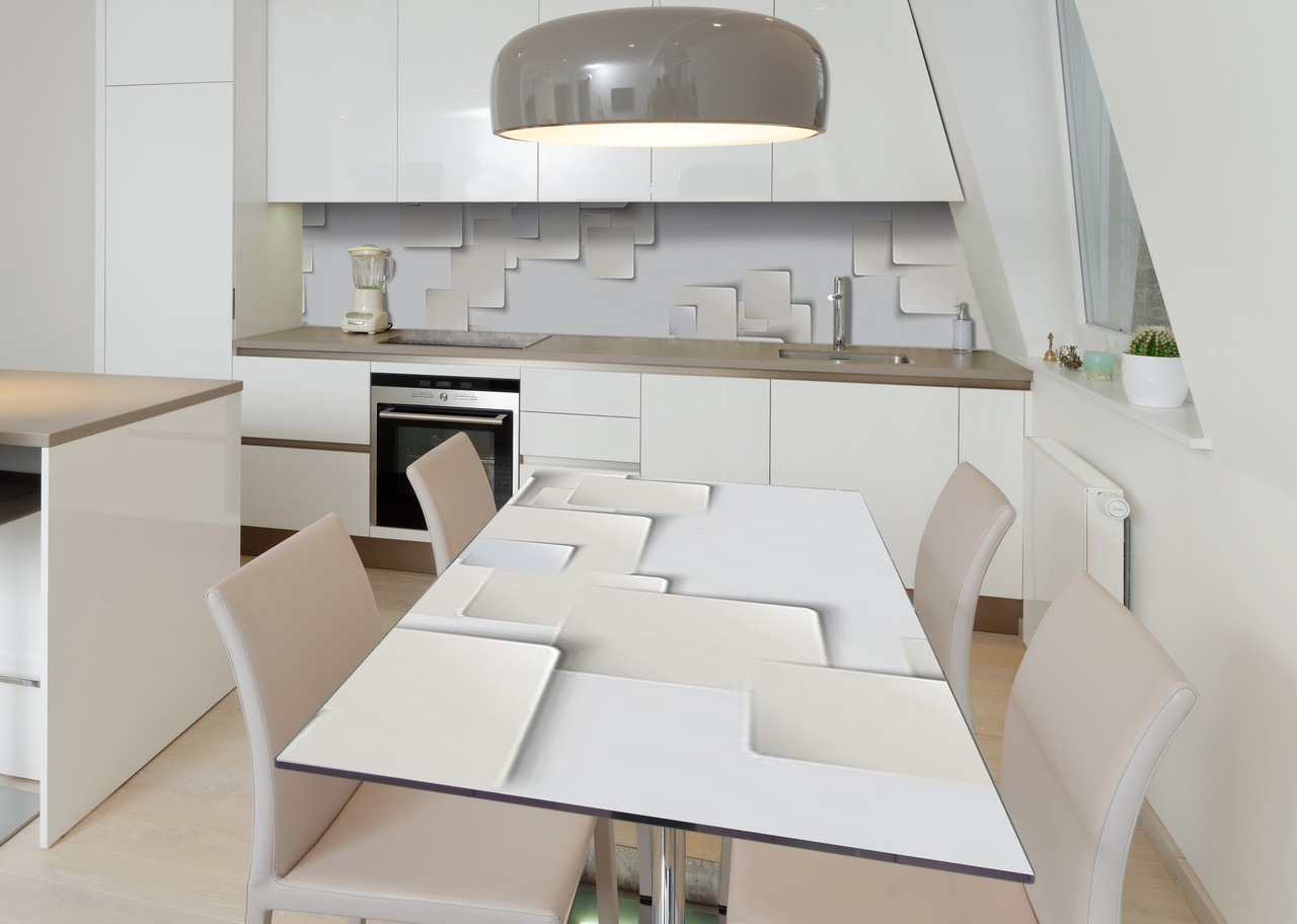 Вінілова наклейка на стіл Паперові листи 3Д квадрати самоклейка плівка ПВХ 600х1200мм Абстракція Сірий