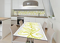 Виниловая наклейка на стол Крупный растительный узор самоклейка пленка ПВХ 600х1200мм Абстракция Серый