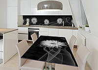 Вінілова наклейка на стіл Жоржини в диму самоклейка плівка ПВХ 600х1200мм абстракція Чорний