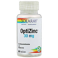 Биодобавка для иммунной системы ОптиЦинк Solaray OptiZinc 30 мг 60 растительных капсул
