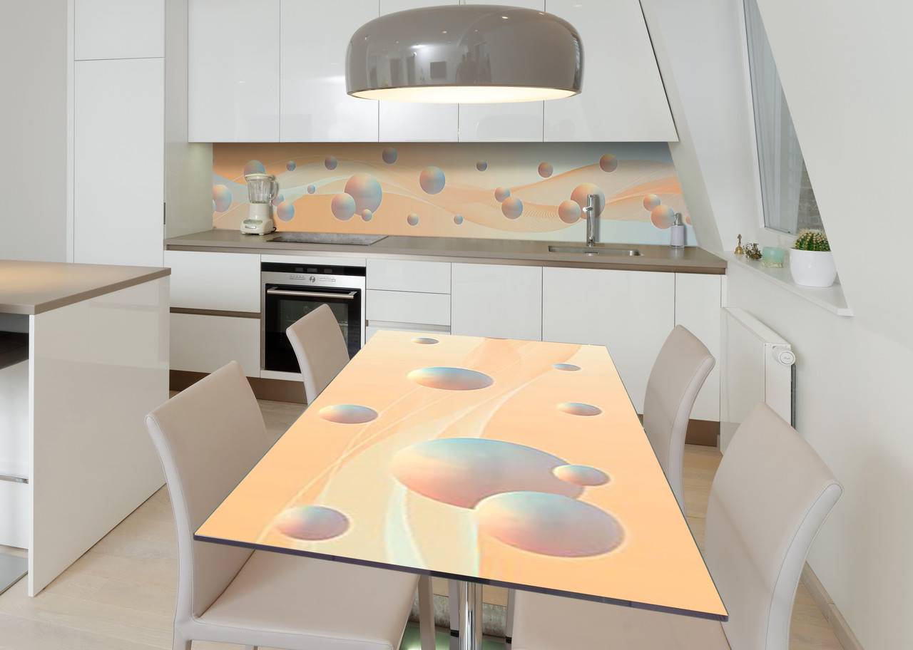Вінілова наклейка на стіл Перламутрові Сфери кулі самоклейка плівка ПВХ 600х1200мм Абстракція Рожевий