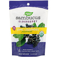 Nature's Way, Sambucus, Zinc Lozenges, Mint Flavored, 24 Lozenges