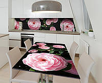 Виниловая наклейка на стол Лепестки Розы Бутоны самоклейка пленка ПВХ 600х1200мм цветы Розовый