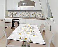 Виниловая наклейка на стол Ромашковое молоко самоклейка пленка ПВХ 600х1200мм цветы Белый