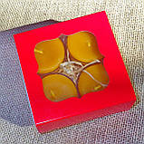 Подарочный набор круглых восковых чайных свечей 24г (4шт.) в коробке Бежевый Крафт, фото 5