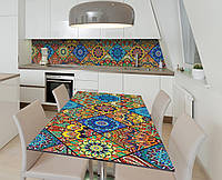 Виниловая наклейка на стол Цветная мозаика Пэчворк Плитка самоклейка пленка ПВХ 600х1200мм Геометрия Синий