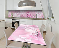 Виниловая наклейка на стол Нежные полевые цветы самоклейка пленка ПВХ 600х1200мм цветы Розовый