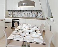 Виниловая наклейка на стол Морские камни галька декор пленка для мебели 650х1200мм Текстуры Бежевый