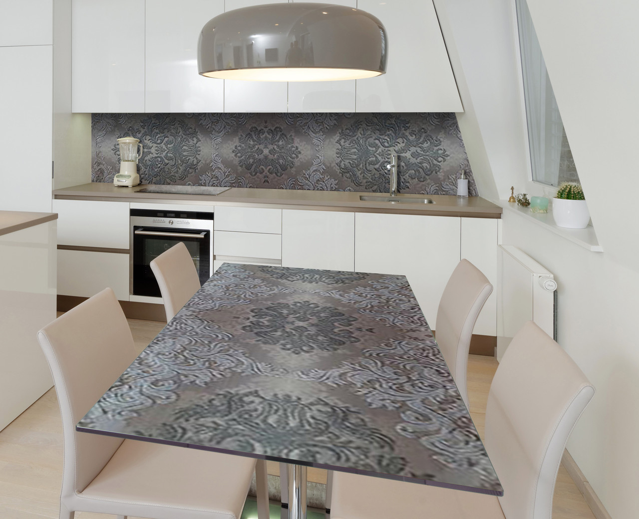 Вінілова наклейка на стіл Бархатисті візерунки Бетон самоклейка плівка ПВХ 600х1200мм Абстракції Сірий