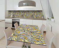 Виниловая наклейка на стол Золотой орнамент Вензель самоклейка пленка ПВХ 600х1200мм Текстуры Серый