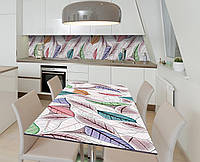 Виниловая наклейка на стол Листья Перья рисунок самоклейка пленка ПВХ 600х1200мм Текстуры Зелёный