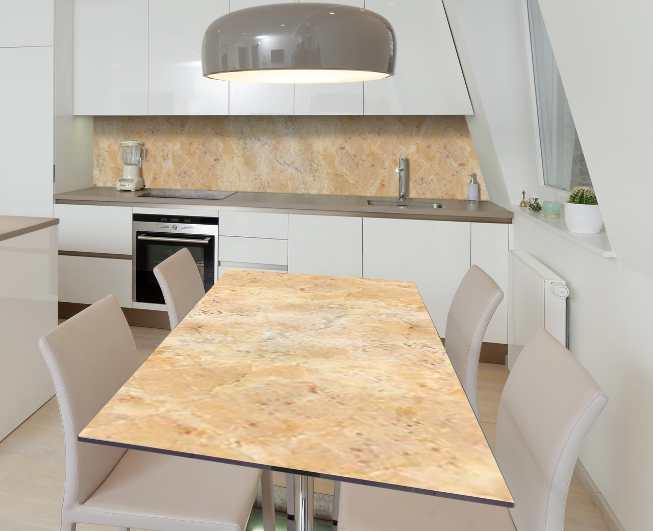 Вінілова наклейка на стіл Жовтий Мармур Крихта самоклейка плівка ПВХ 600х1200мм Текстура Бежевий