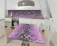 Виниловая наклейка на стол Цветочная Роспись Узор самоклейка пленка ПВХ 600х1200мм Абстракция Фиолетовый
