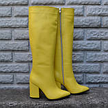Замшеві чоботи ADAMS на високих підборах Натуральна шкіра, Жовтий, фото 3
