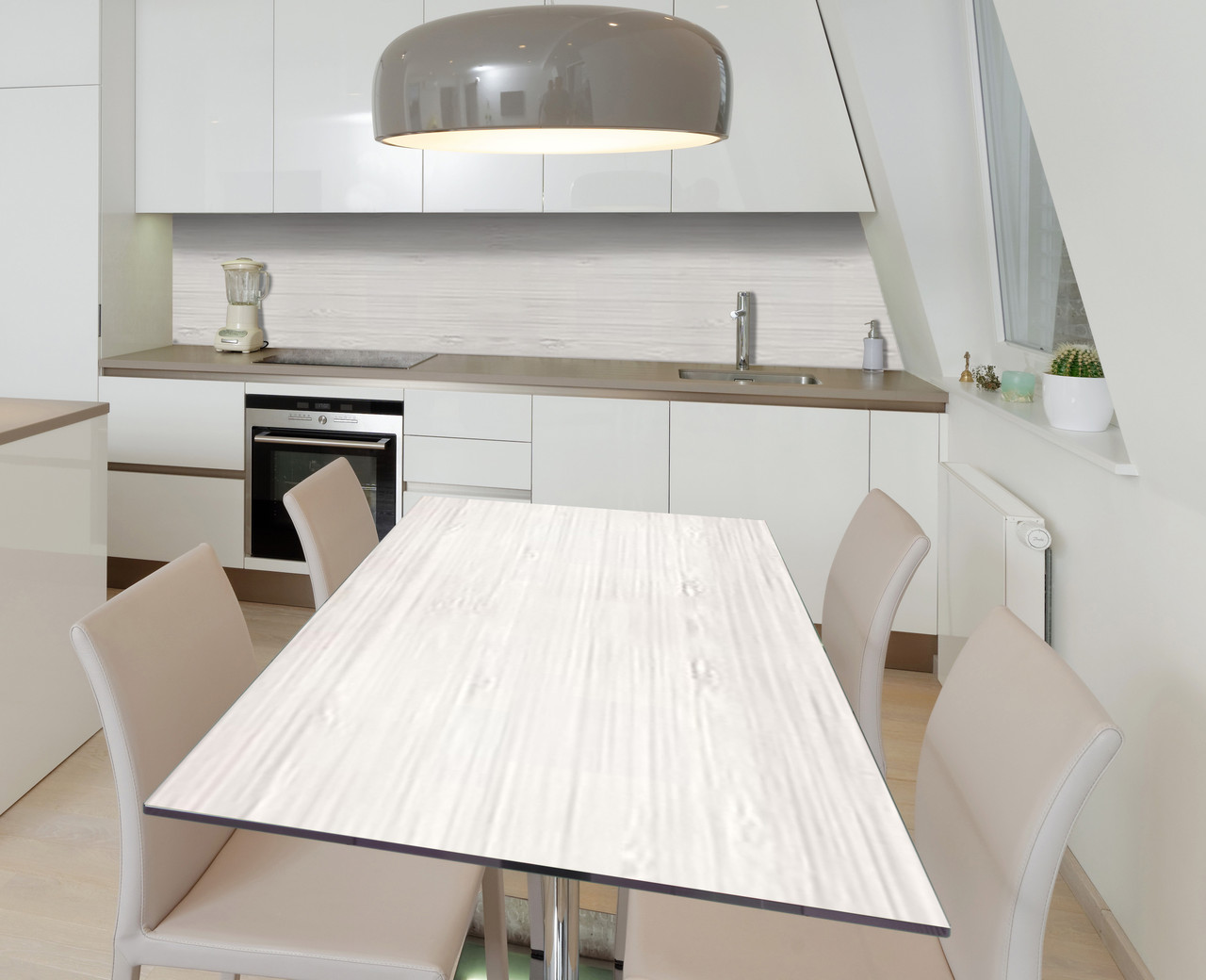 Вінілова наклейка на стіл Біле дерево Дошки самоклейка плівка ПВХ 600х1200мм Текстура Сірий, фото 1