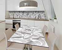 Виниловая наклейка на стол Белый шёлк Ткань самоклейка пленка ПВХ 600х1200мм Текстуры Серый