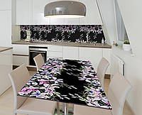 Виниловая наклейка на стол Мелкие полевые цветы самоклейка пленка ПВХ 600х1200мм цветы Черный