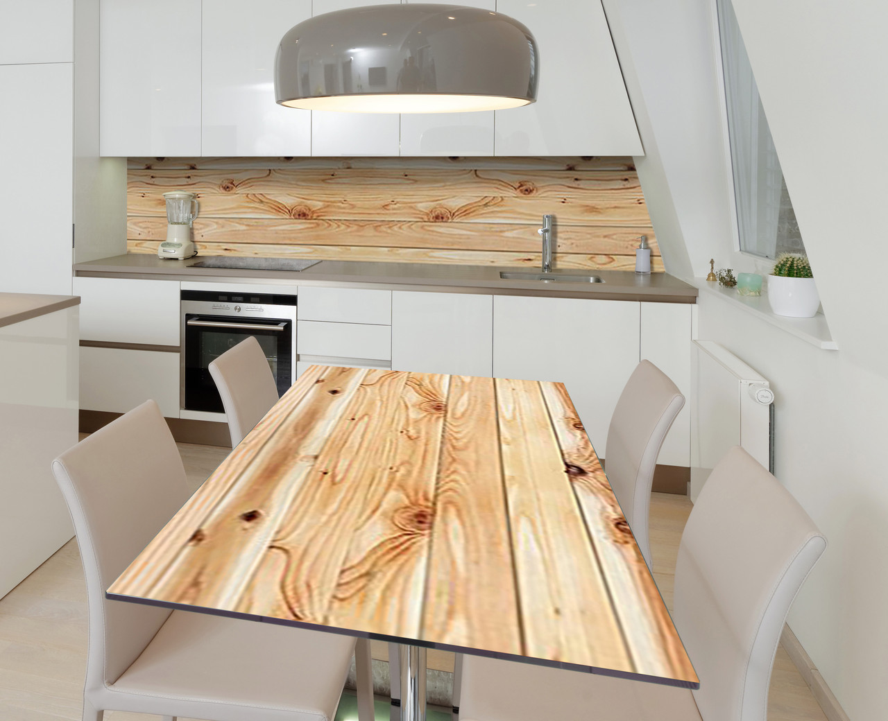 Вінілова наклейка на стіл Фактурне дерево Вільха самоклейка плівка ПВХ 600х1200мм Текстура Бежевий, фото 1