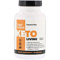 Nature's Plus, KetoLiving, контроль над уровнем сахара, 90 капсул