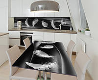 Виниловая наклейка на стол Легкие Перья декор пленка для мебели 650х1200мм Текстуры Черный