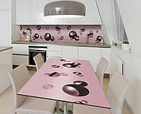 Виниловая наклейка на стол Черный жемчуг Сферы декор пленка для мебели 650х1200мм Абстракция Розовый