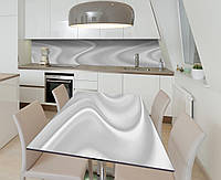 Виниловая наклейка на стол Белые разводы Шелк самоклейка пленка ПВХ 600х1200мм Текстуры Серый