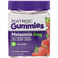 Natrol, Gummies, Melatonin, Strawberry, 5 mg, 90 Count