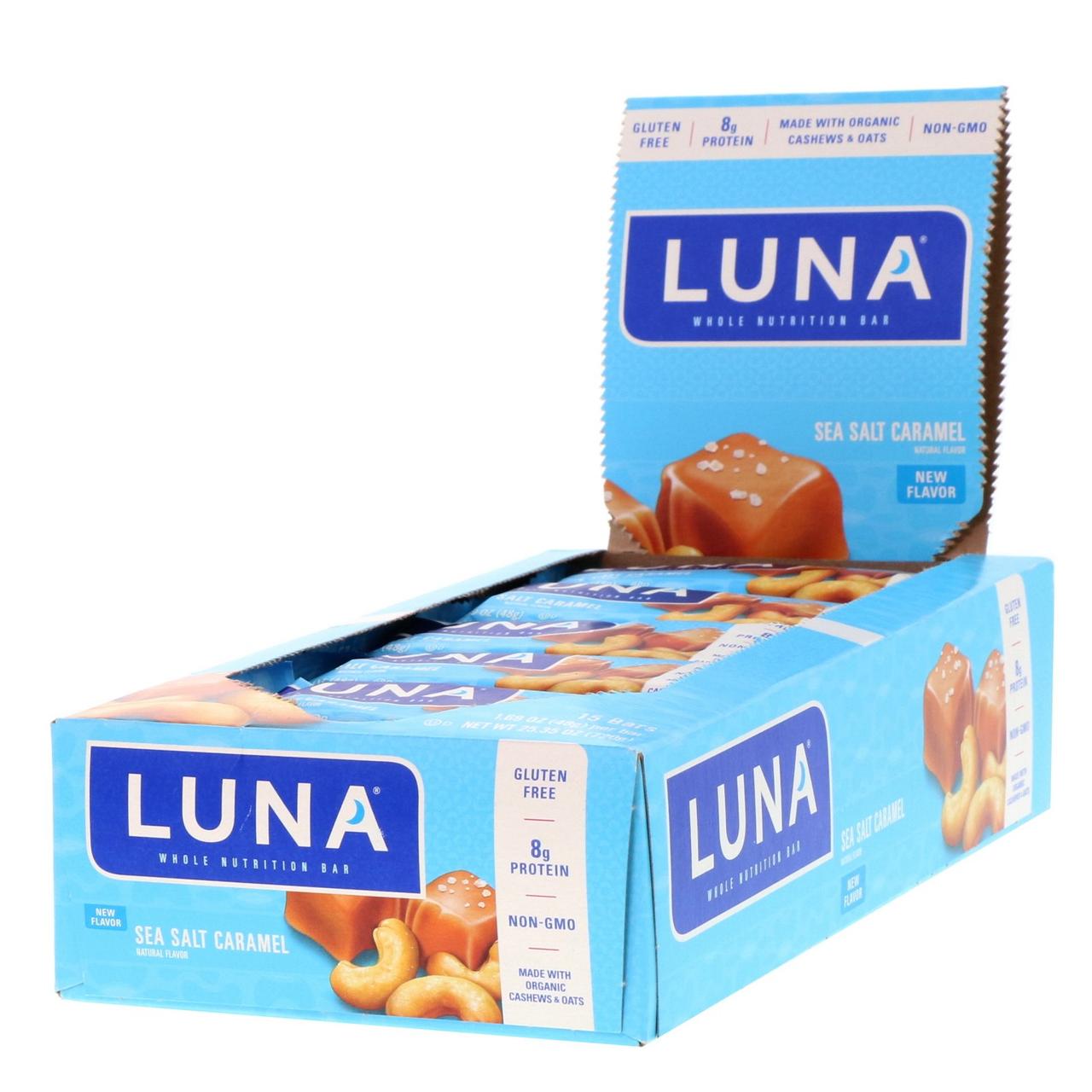 Clif Bar, Luna, Whole Nutrition Bar, Sea Salt Caramel, 15 Bars, 1.69 oz (48 g) Each, фото 1