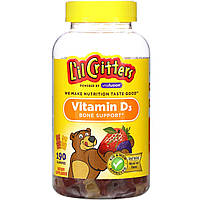 L'il Critters, Витамин D3, жевательные витаминные таблетки для укрепления костей, натуральный фруктовый вкус, 190 жевательных таблеток