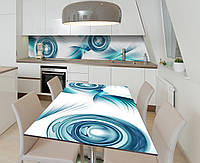 Вінілова наклейка на стіл Бірюзові Сфери самоклейка плівка ПВХ 600х1200мм Абстракція Синій