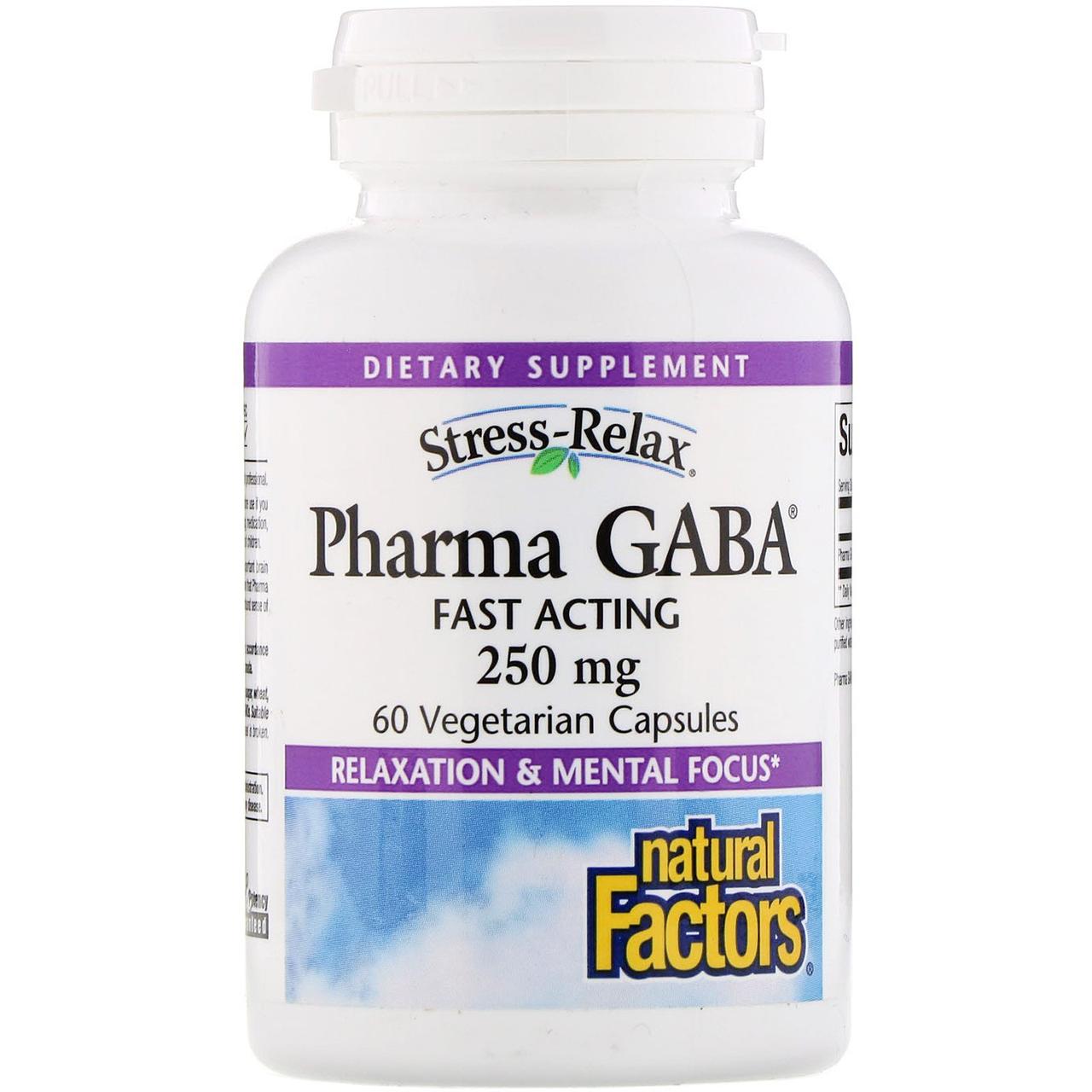 Natural Factors, Stress-Relax, Pharma GABA, 250 mg, 60 Capsules Vegetarian