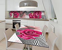 Виниловая наклейка на стол Обман зрения Роза самоклейка пленка ПВХ 600х1200мм Абстракция Розовый
