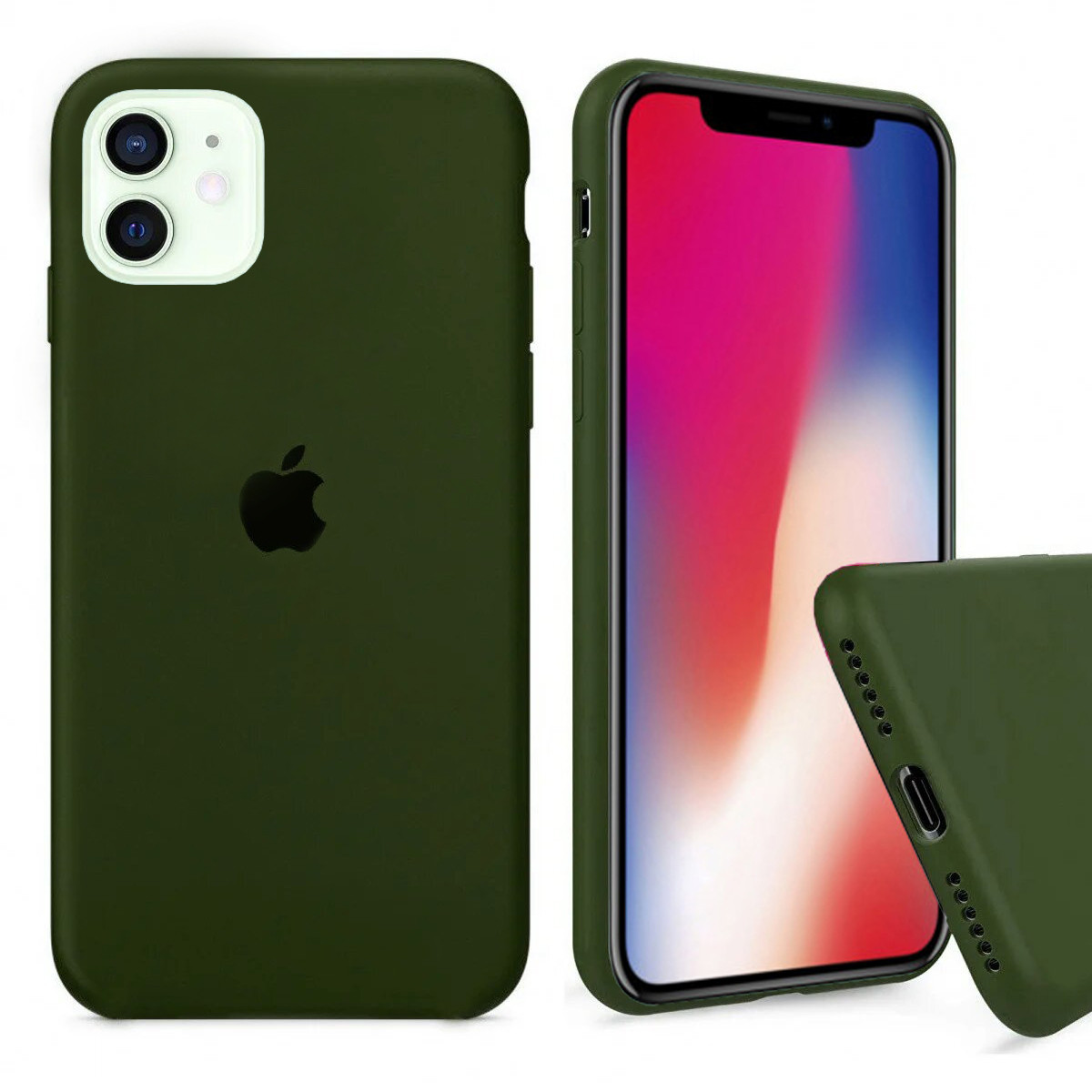 Чохол Silicone FULL case для IPhone 12 Mini Khaki зелений