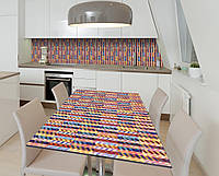Виниловая наклейка на стол Цветная рябь самоклейка пленка ПВХ 600х1200мм Геометрия Оранжевый