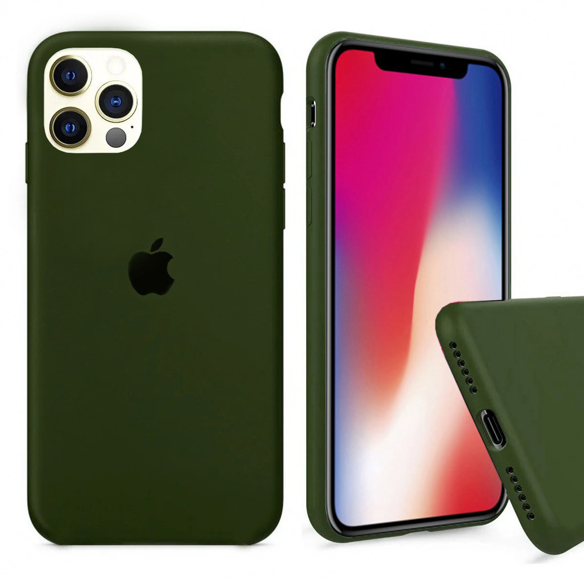 Чохол Silicone FULL case для IPhone 12 Pro Khaki зелений