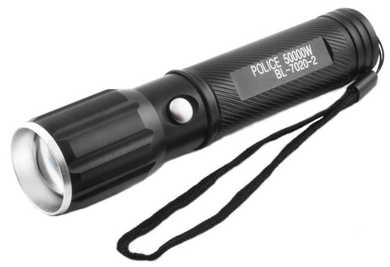 LED ліхтарик Police BL-7020-2 ультрафіолетовий і біле світло, ЗУ, чорний S