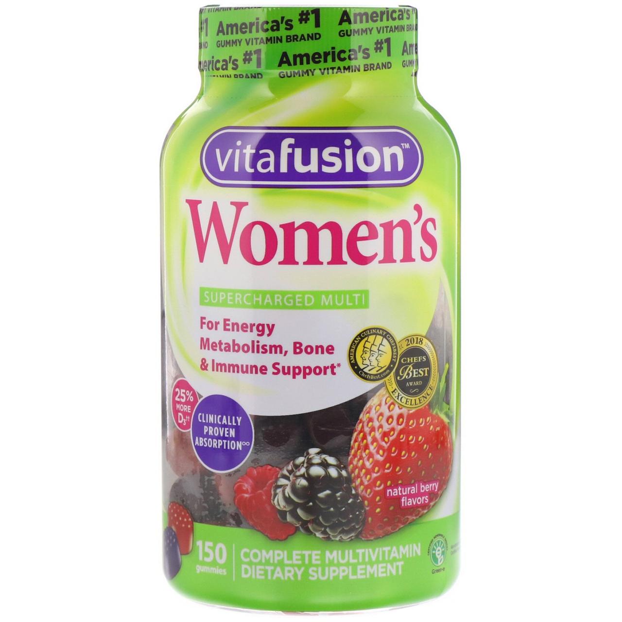 VitaFusion, Жувальні вітаміни для жінок, ягідні натуральні смаки, 150 жувальних таблеток