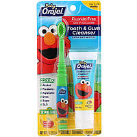 Orajel, Очищающее средство для зубов и десен Elmo, Яркий банан и яблоко, 3-24 месяца, 1 унц. (28,3 г)