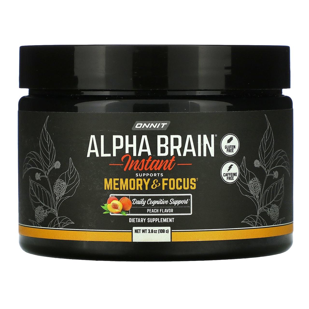 Onnit, Alpha Brain Instant, Memory & Focus, Natural Peach Flavor, 3.8 oz (108 g)