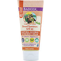 Badger Company, Clear Sport, для детей, натуральный минеральный солнцезащитный крем, фактор защиты от солнца 40, мандарин и ваниль, 2,9 жидкой унции