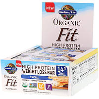 Garden of Life, Organic Fit, батончик для схуднення з високим вмістом протеїну, смор, 12 батончиків, 1,9 унц.
