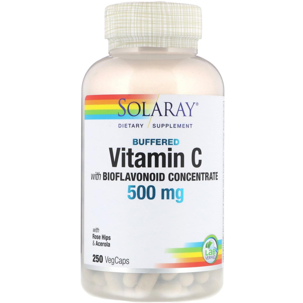 Solaray, Vitamin C with Bioflavonoid Concentrate, 500 mg, 250 VegCaps - фото 1 - id-p820059263