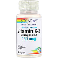 Solaray, Triple Strength Vitamin K-2 Menaquinone-7, 150 mcg, 30 Vegetarian Capsules