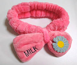 Пов'язка для волосся махрова Milk LA09-214 Рожева