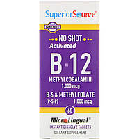 Superior Source, Activated B-12 Methylcobalamin, B-6 (P-5-P) & Methylfolate, 1,000 mcg / 1,000 mcg, 60 MicroLingual Instant Dissolve Tablets