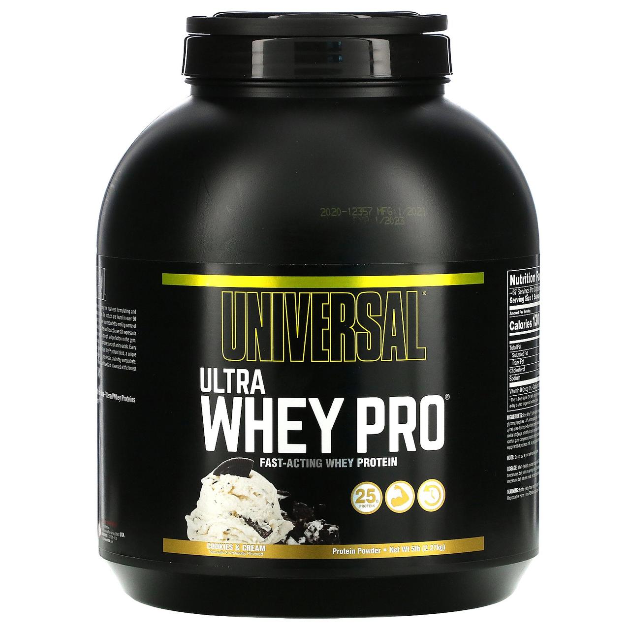 Universal Nutrition, Ultra Whey Pro, білковий порошок, печиво і вершки, 5 фунтів (2,27 кг)