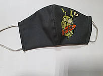 Модна тканинна маска для обличчя "Заєць з ракетою"